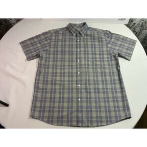 Roundtree & Yorke Gold Label Plaid Short Sleeve Shirt Men’s Large Non Iron